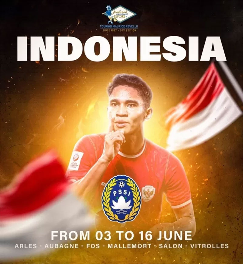 Indonesia akan turut bertanding dalam turnamen internasional Toulon Cup atau Tournoi Maurice Revello di Prancis.