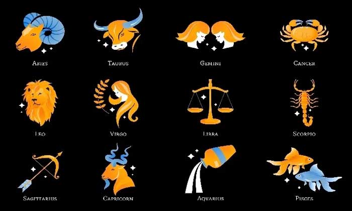 Ilustrasi macam-macam zodiak dan lambangnya.