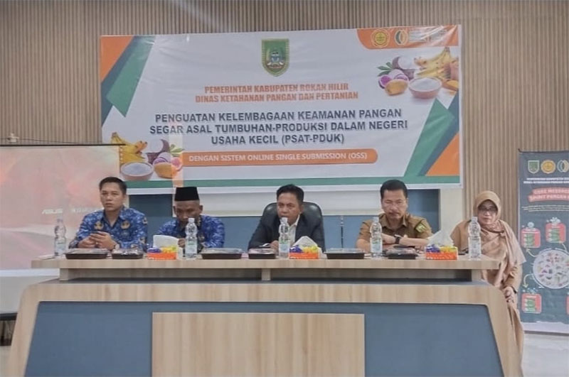 Kepala DKPP Rohil Aldi (jas) saat menyampaikan sambutan pada kegiatan yang digelar DKPP Rohil di Bagansiapiapi, Senin (20/5/2024).