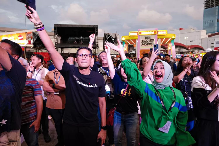 Menparekraf Sandiaga Salahuddin Uno saat menghadiri Java Jazz Festival 2024.