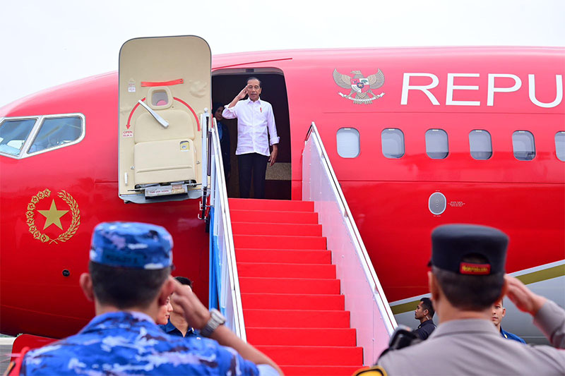 Presiden Jokowi bertolak dari Palembang menunu Riau. Jumat (31/5).