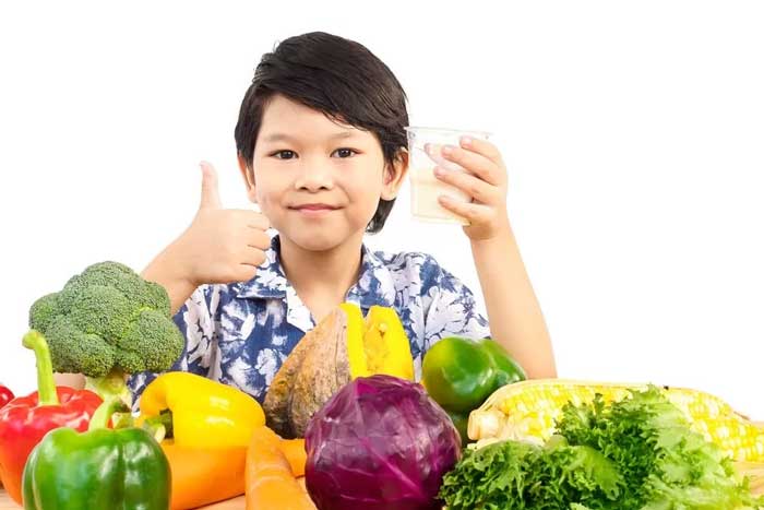 Ilustrasi anak yang suka dengan nutrisi sehat