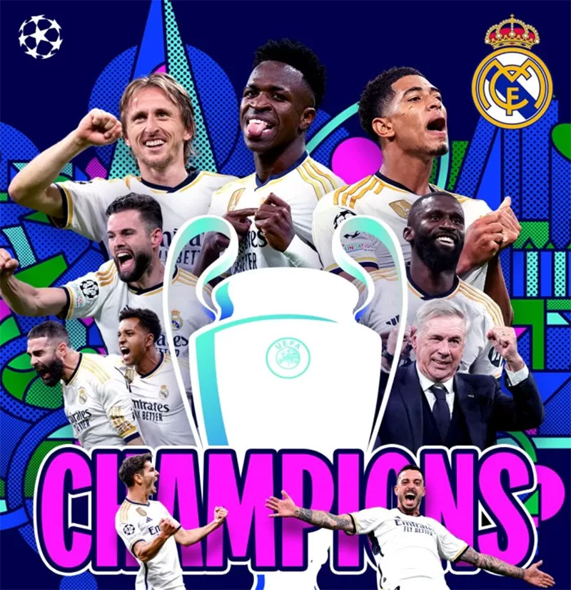 Real Madrid meraih gelar ke-15 Liga Champions setelah menang 2-0 atas Borussia Dortmund di Stadion Wembley, London, Ahad (2/6/2024) dini hari WIB.