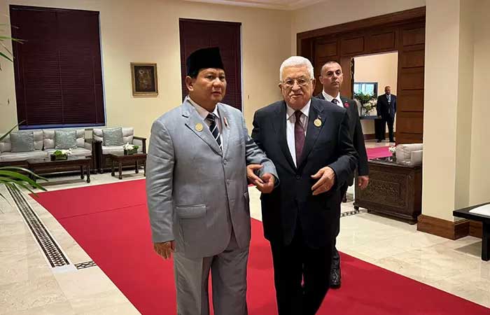 Prabowo Subianto bertemu Presiden Palestina Mahmoud Abbas di sela KTT