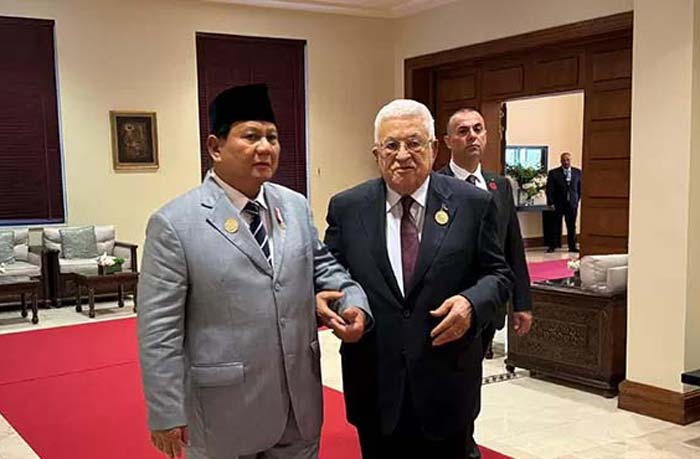 Prabowo Subianto bertemu Presiden Palestina Mahmoud Abbas di sela KTT &lsquo;Call for Action: Urgent Humanitarian Response for Gaza, baru-baru ini.