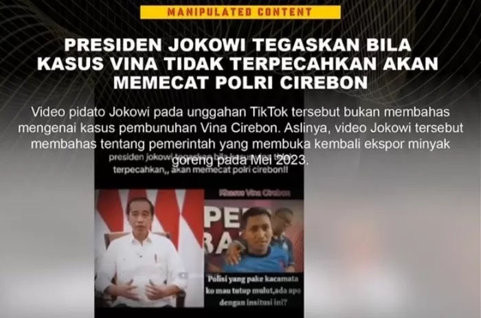 Hoaks Jokowi akan pecat Kapolri jika kasus pembunuhan Vina Cirebon tak selesai.
