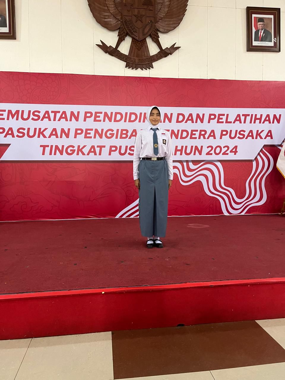 Kamilatun Nisa siswi dari AMN 2 Gunung Sahilan, Kabupaten Kampar berhasil lolos sebagaiPaskibraka tingkat nasional 2024 mengikuti pendidikan dan pelatihan  di Depok.