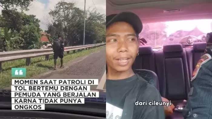 Viral video polisi bantu pemuda yang berjalan kaki di pinggir tol.