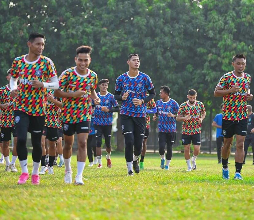 Pemain PSPS Pekanbaru saat melakukan latihan jelang kompetisi Liga 2.