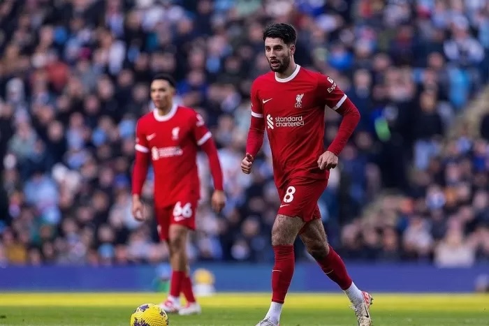 Dominik Szoboszlai saat bermain untuk Liverpool.