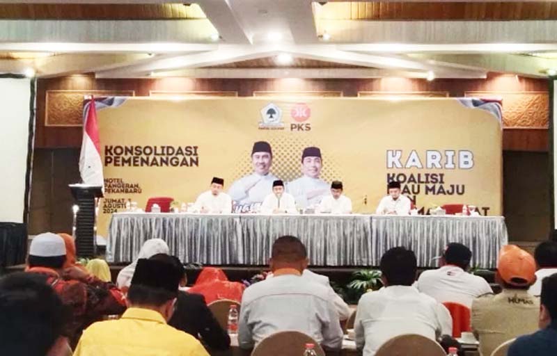 Rapat konsolidasi pemenangan koalisi Riau Maju dan Bermartabat di Pekanbaru, Jumat (2/8/2024).