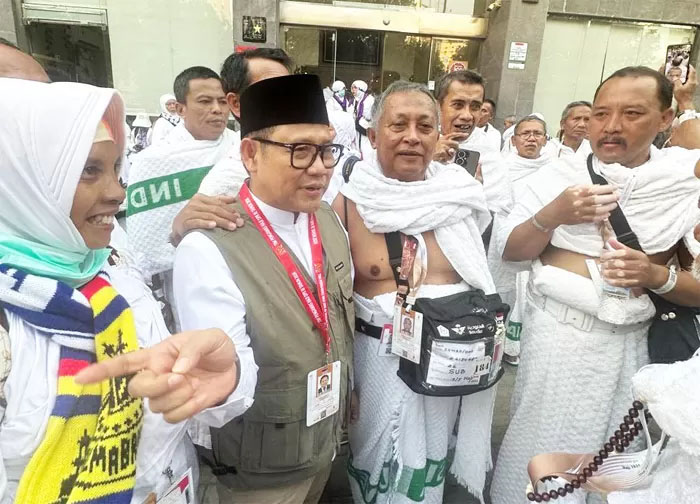 Wakil Ketua DPR RI sekaligus Ketua Umum Partai Kebangkitan Bangsa (PKB) Muhaimin Iskandar saat menyapa jamaah haji Indonesia di tanah suci.