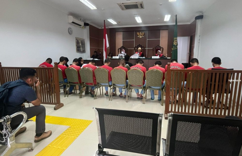 Sidang terdakwa judi online di Pengadilan Negeri Batam, Kamis (15/8).