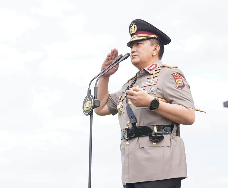Kapolda Riau Irjen Pol Mohammad Iqbal saat memimpin upacara Peringatan Hari Juang Polri, Rabu (21/8/2024).