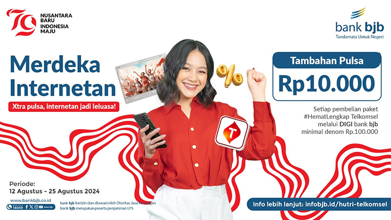 Penawaran tambahan pulsa untuk setiap transaksi pembelian paket Telkomsel menggunakan aplikasi perbankan digital DIGI Bank BJB