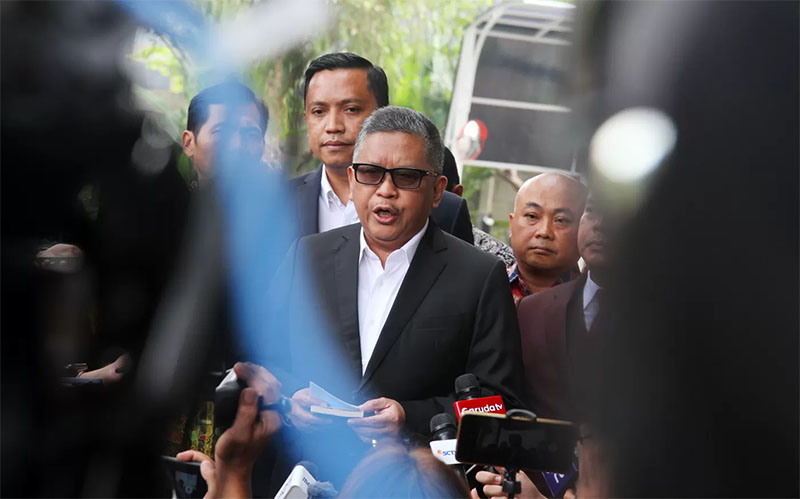 Sekjen PDI Perjuangan Hasto Kristiyanto memenuhi panggilan penyidik di Gedung Merah Putih KPK, Jakarta, Kamis (15/8/2024).