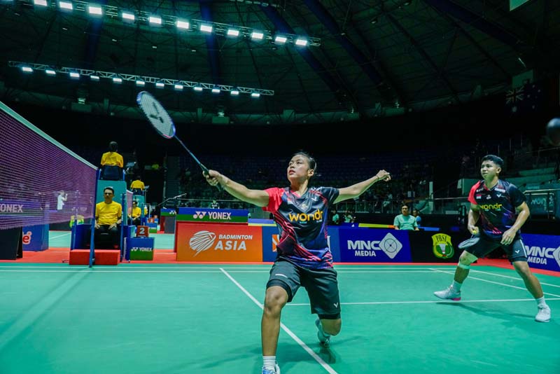 Perempat final Turnament Bulutangkis WONDR by BNI Indonesia International Challenge 2024, di Gelanggang Remaja Pekanbaru, Jumat (23/8/2024).