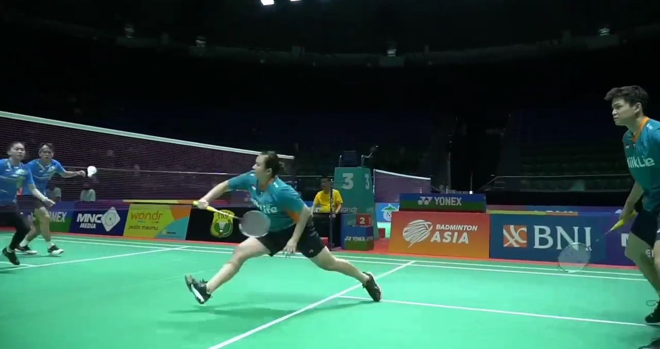 Salah satu pertandingan semifinal kejuaraan bulutangkis internasional WONDR by BNI Indonesia International Challenge 2024 di Gelanggang Remaja, Jalan Sudirman, Pekanbaru, Sabtu (24/8/2024).