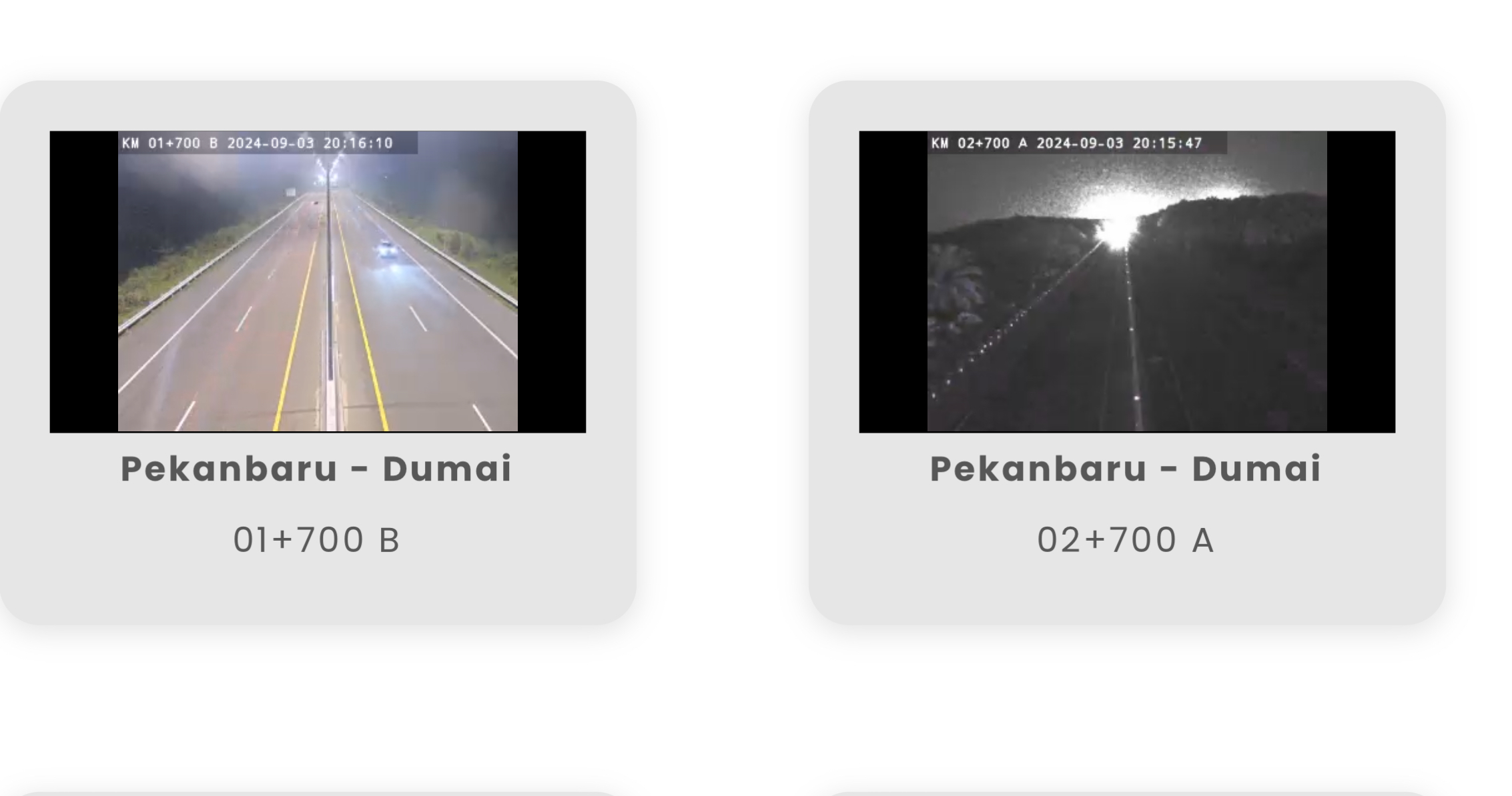 Tangkapan layar CCTV Jalan Tol Pekanbaru-Dumai, Selasa (3/9/2024) malam.