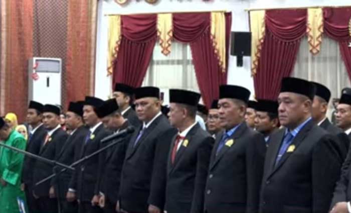 Prosesi pelantikan anggota DPRD Dumai terpilih, Selasa (3/9/2024) melalui rapat paripurna DPRD.
