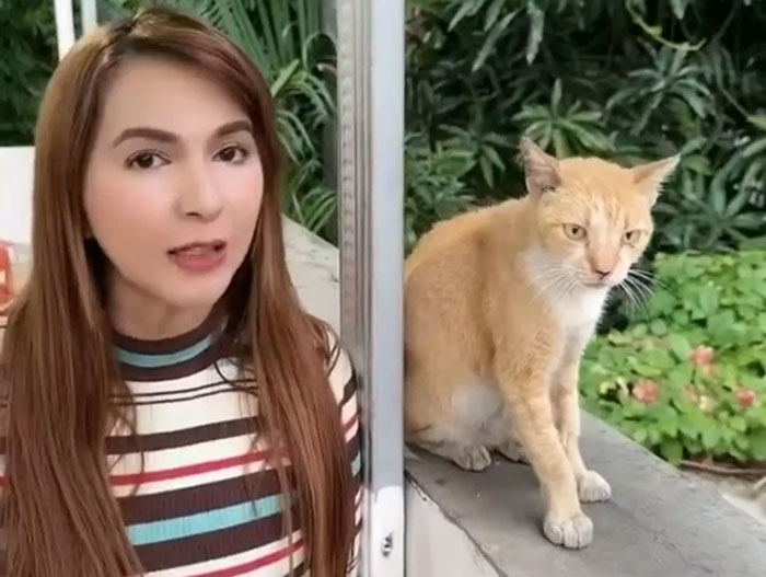 Puput Novel bersama kucing kesayangannya.