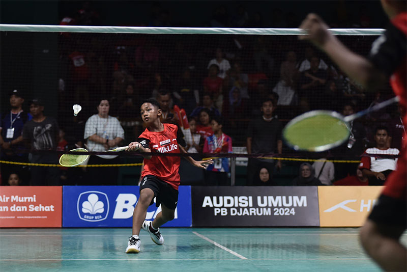 Peserta Audisi Umum PB Djarum 2024 saat mengikuti seleksi di GOR Djarum Jati Kudus, Kamis (12/9).