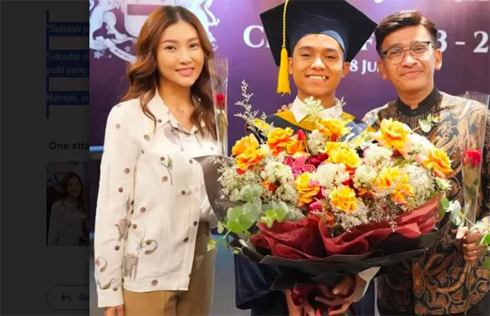 Wisuda Bertrand,tampak Ruben Onsu dan Sarwendah ikut menemani