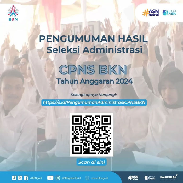poster resmi terkait pengumuman hasil seleksi administrasi oleh BKN