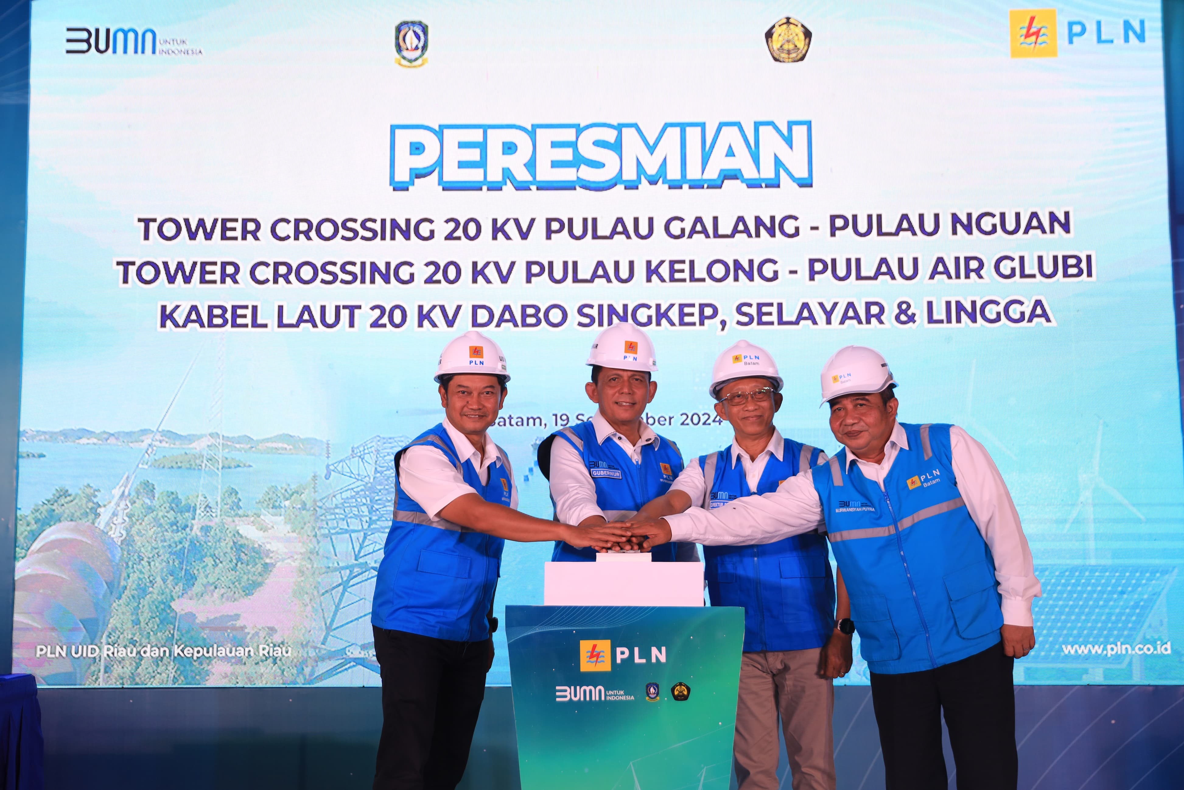 Peresmian tower crossing dan kabel laut di pulau terdepan Kepri secara simbolis dilaksanakan di Pulau Galang Baru, Batam, Kepulauan Riau, Rabu (19/9/2024).