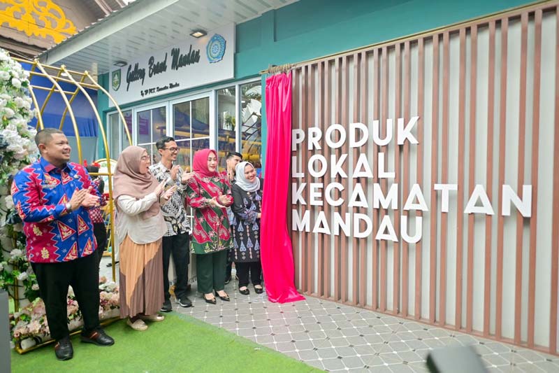 Bupati Bengkalis Kasmarni meresmikan Galeri Brand Mandau yang ditandai dengan pembukaan tirai di Kantor Camat Mandau, akhir pekan lalu.
