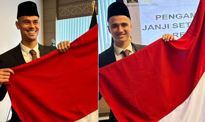Mees Hilgers (kiri) dan Eliano Reijnders bersiap menjalani debut bersama Timnas Indonesia pada laga kontra Bahrain dan China.