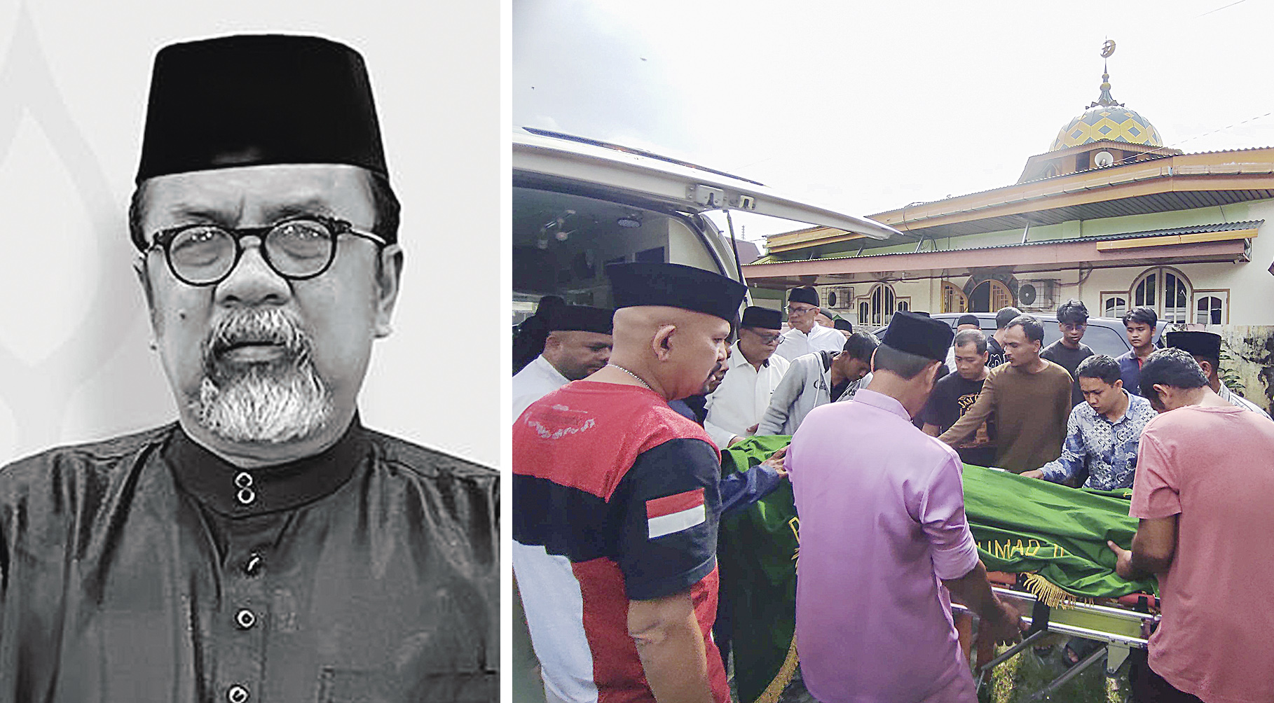 Almarhum Kepala Dinas Kebudayaan (Kadisbud) Riau Raja Yoserizal Zen saat akan disemayamkan di rumah duka di Jalan Ronggowarsito Gang Al Ridwan Pekanbaru, Jumat (4/10/2024).