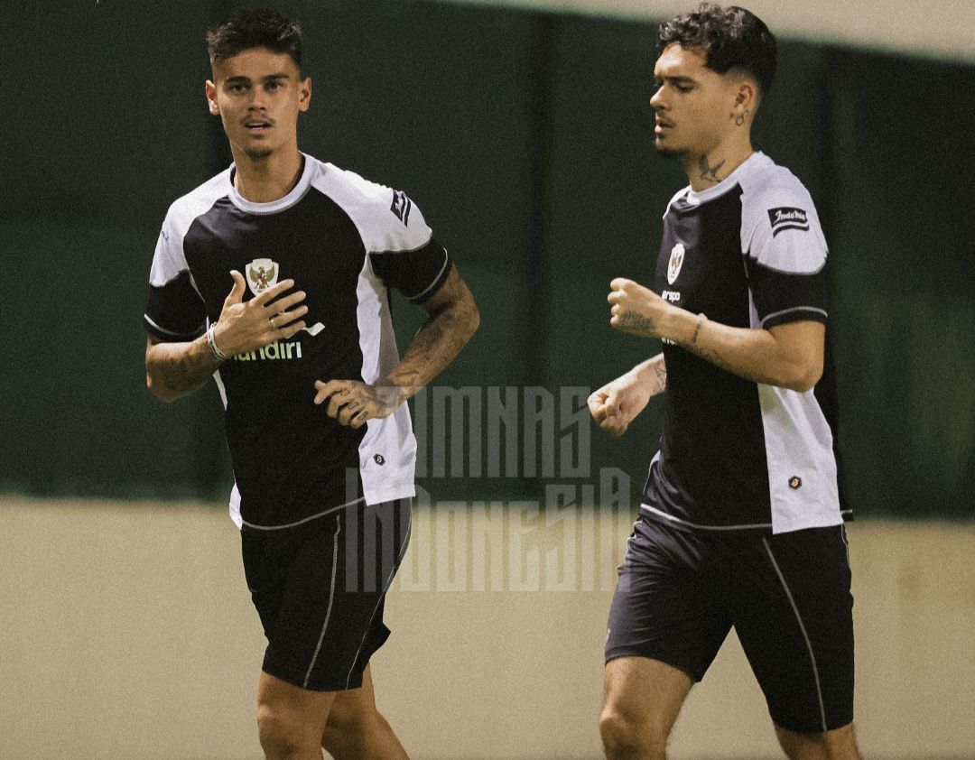 Pemain Timnas Indonesia tampak sedang latihan jelang pertandingan melawan Bahrain pada kualifikasi Piala Dunia 2026 Zona Asia.
