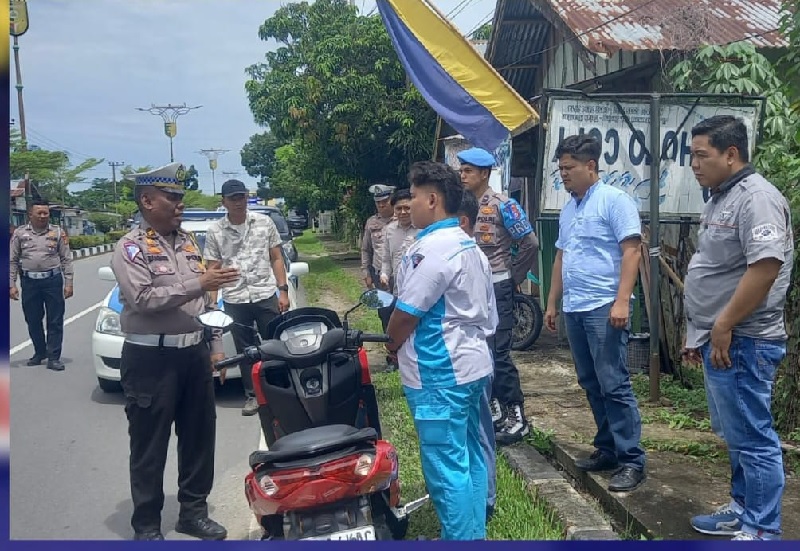Satgas Polres Kuansing melakukan penindakan pelanggaran lalu lintas, Selasa (15/10/2024).