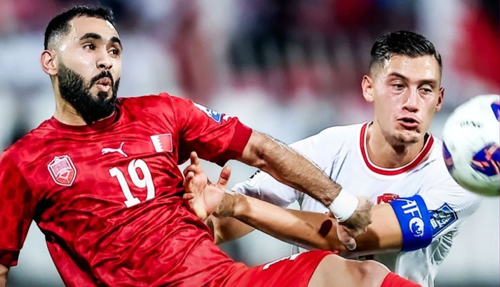 Timnas Indonesia saat berhadapan dengan Bahrain.
