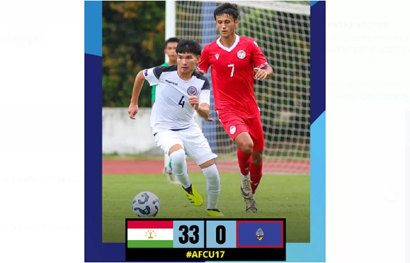 Tajikistan U-17 menang 33-0 atas Guam U-17 di Kualifikasi Piala Asia U-17 2025, Rabu (23/10).