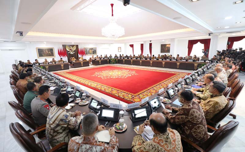 Suasana sidang kabinet paripurna perdana di Istana Kepresidenan, Jakarta, Rabu (23/10/2024).