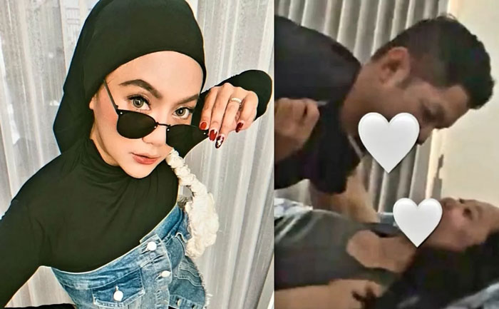 Selebgram Septi Ariyanti (kiri) dan foto selingkuh suaminya yang terekam CCTV.