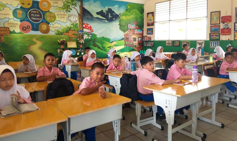 Suasana Aktivitas belajar mengajar di SDN 83 Pekanbaru, Selasa (5/11/2024).