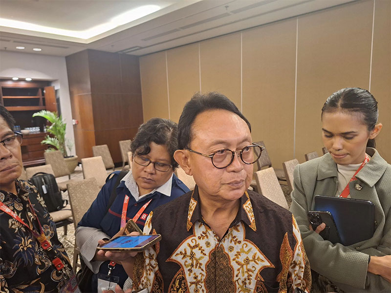 Chairman Gabungan Pengusaha Kelapa Sawit Indonesia (Gapki) Eddy Martono di sela penyelenggaraan Indonesia Palm Oil Conference (IPOC) ke-20 di Nusa Dua, Bali, Kamis (7/11/2024).
