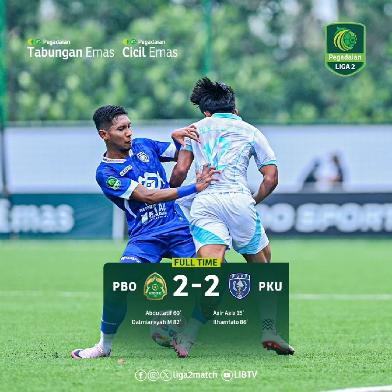 Duel Persikabo 1973 vs PSPS Pekanbaru dalam lanjutan Pegadaian  Liga 2 berakhir imbang 2-2. Hasil ini membawa PSPS memimpin klasemn sementara Grup 1.