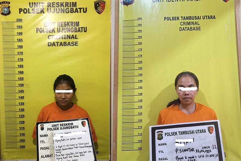 Dua tersangka kasus TPPO dengan korban anak DI bawah umur diamankan di Mapolres Rohul.