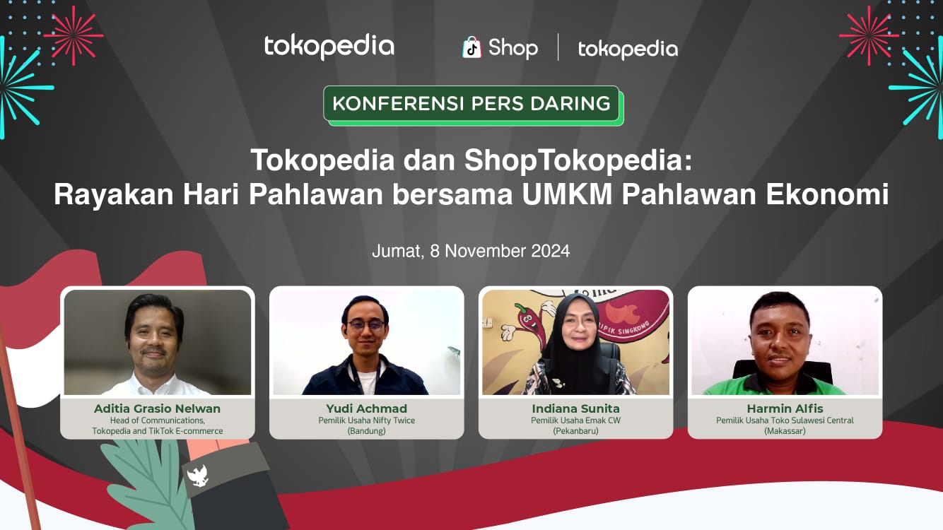 Konferensi pers daring Tokopedia dalam rangka memperingati hari Pahlawan, 10 November 2024.