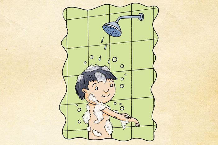 Ilustrasi, nyanyi di kamar mandi.