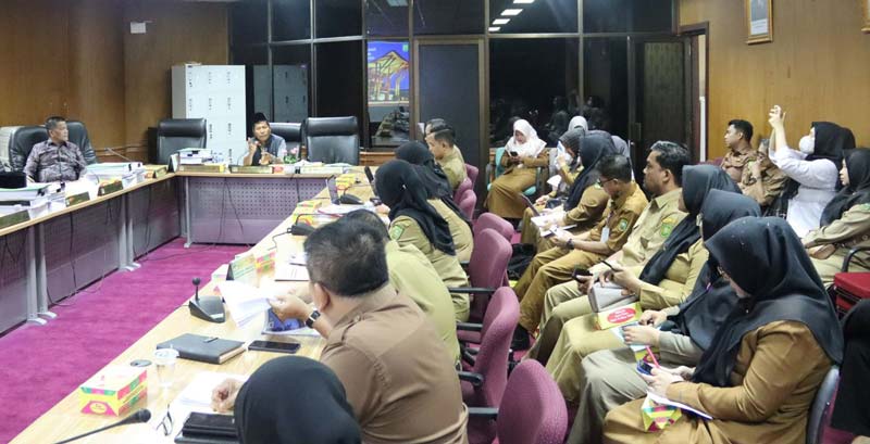 Ketua Komisi V DPRD Riau Indra Gunawan Eet didampingi Anggota Komisi V Fairus saat memimpin rapat bersama Dinas Perpustakaan dan Kearsipan Provinsi Riau