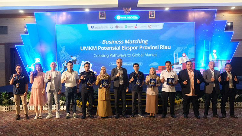 BI Provinsi Riau menggelar business matching untuk UMKM Riau dengan tema Potensial Ekspor Creating Pathways to Global Market pada 18 November 2024 di Hotel Pangeran, Kota Pekanbaru, Riau.