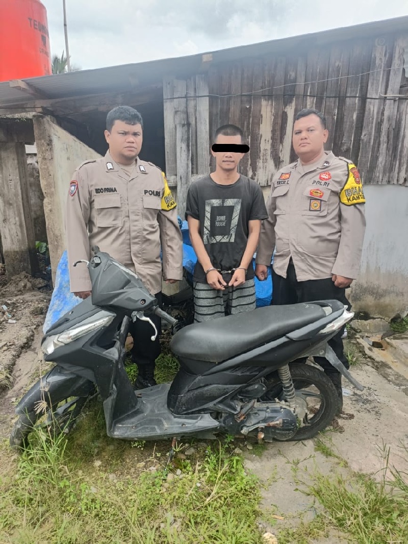 Polsek Kuantan Hilir mengamankan pelaku curanmor FS yang baru akan dibebaskan dari Lapas Telukkuantan, Senin (18/11).