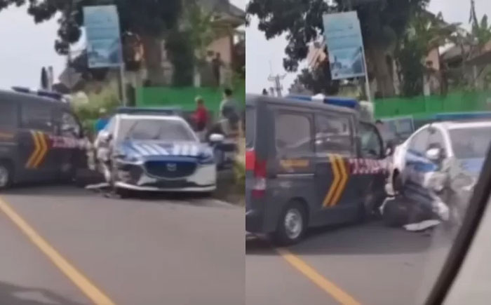 Dua mobil polisi terlibat kecelakaan di Pandeglang.
