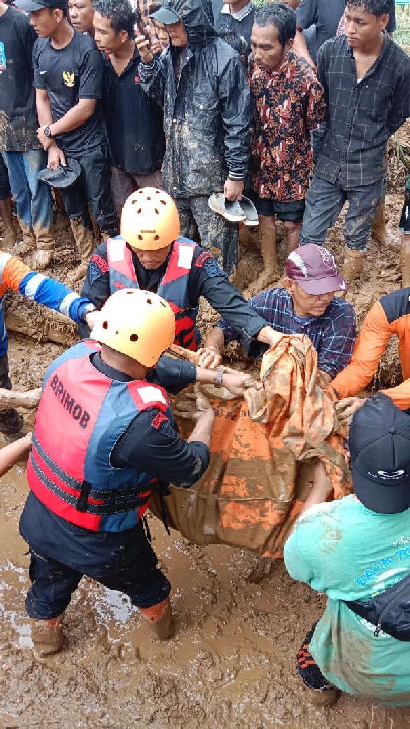 Kondisi wilayah terdampak tanah longsor dan proses pencarian oleh tim gabungan di Desa Harang Julu, Kecamatan Ulu Sosa, Kabupaten Padang Lawas, Sumatera Utara, Sabtu (23/11/2024).