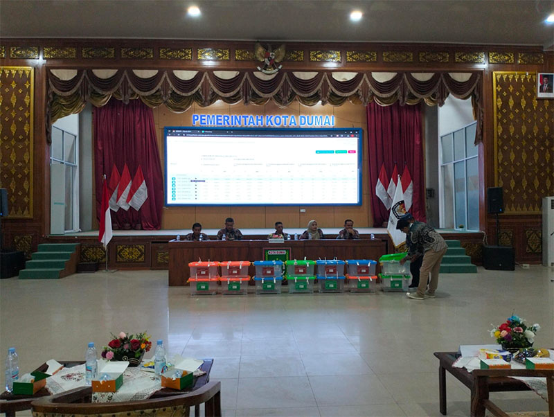 KPU Dumai, Rabu (4/12/2024) menggelar rapat pleno terbuka rekapitulasi hasil perolehan suara Pilkada Serentak 2024  tingkat kota.